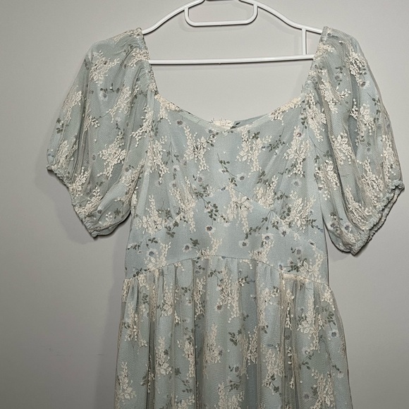 Sage Green Cottagecore Dress with Lace Detailing - Picture 2 of 4